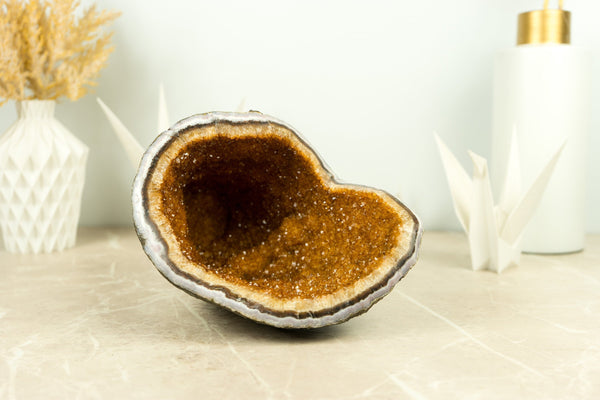 Citrine Geode Cathedral with Deep Orange Citrine Druzy, Agate Matrix, and Flower Stalactites, 3.9 Kg - 8.5 lb