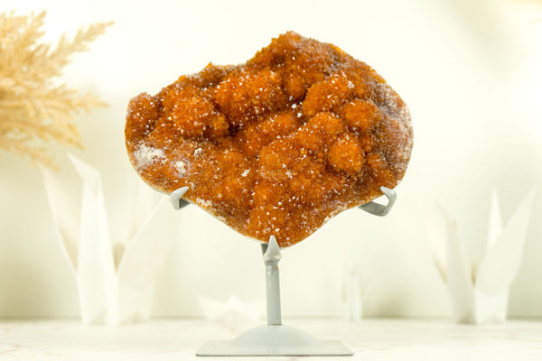 Deep Orange Citrine with Stalactite Flower and Cognac Orange Galaxy Citrine Druzy - 2.2 Kg - 4.7 lb - E2D Crystals & Minerals