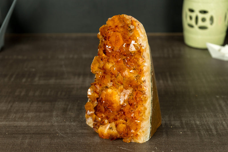 Citrine Crystal Cluster with Display Points of Rich Orange Citrine Druzy