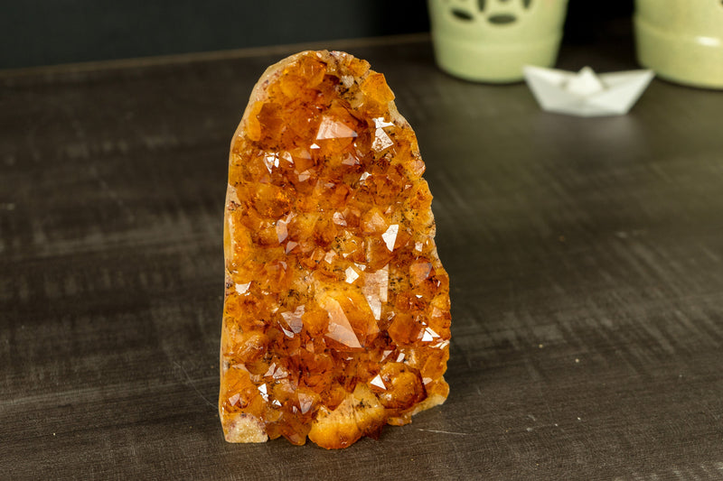 Citrine Crystal Cluster with Display Points of Rich Orange Citrine Druzy