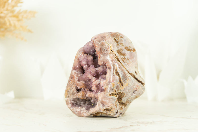 Rosa Amethyst-Geode mit Blumen-Drusen und AAA-Rosa-Drusen