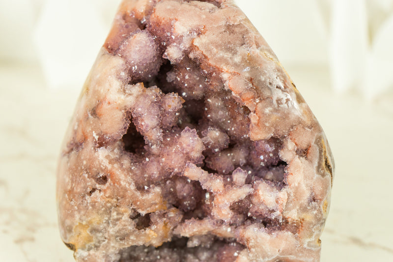 Rosa Amethyst-Geode mit Blumen-Drusen und AAA-Rosa-Drusen