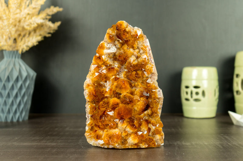 Citrine Cluster with AAA Deep Orange Citrine Druzy, Self-Standing - 2.1 Kg - 4.5 lb - E2D Crystals & Minerals