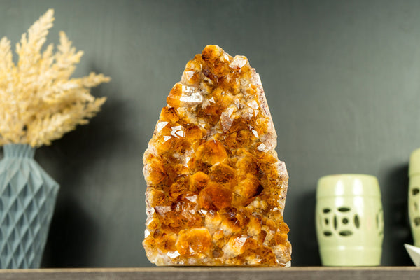 Citrine Cluster with AAA Deep Orange Citrine Druzy, Self-Standing - 2.1 Kg - 4.5 lb - E2D Crystals & Minerals