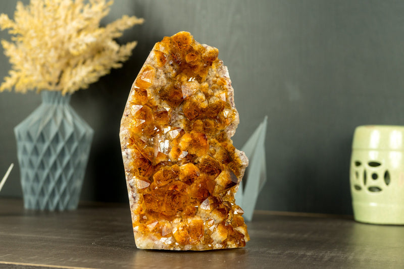 Citrine Cluster with AAA Deep Orange Citrine Druzy, Self-Standing - 2.1 Kg - 4.5 lb - E2D Crystals & Minerals