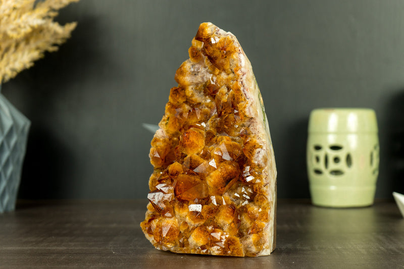 Citrine Cluster with AAA Deep Orange Citrine Druzy, Self-Standing - 2.1 Kg - 4.5 lb - E2D Crystals & Minerals