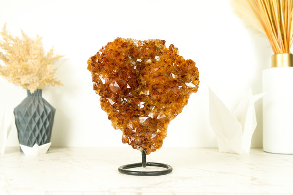 Raw Natural Madeira Citrine Cluster with AAA Red Orange Citrine Druzy