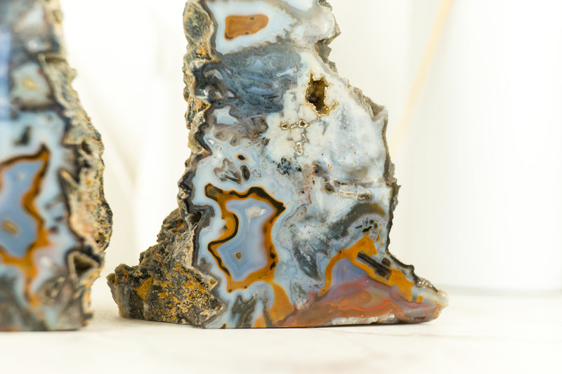 Rare Natural Crazy Lace Agate Geode with Colorful Laces and Galaxy Druzy, Soledade Agate