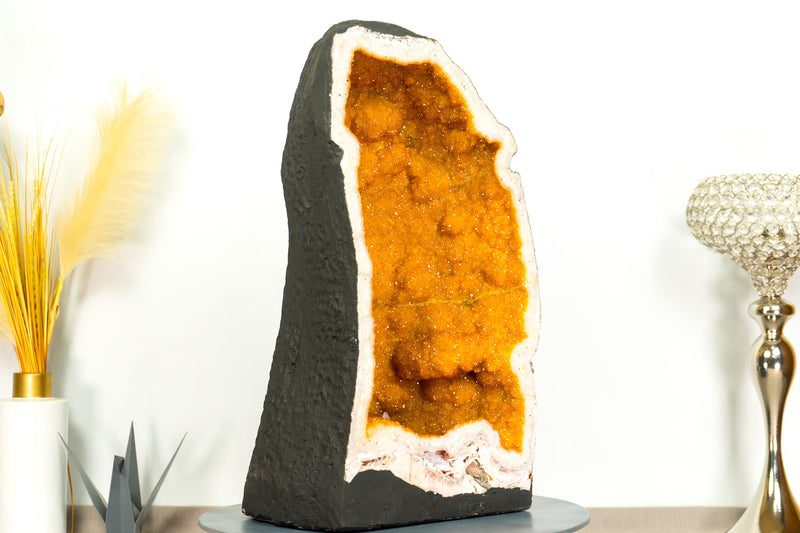 Gorgeous Large Citrine Geode with Rare Golden Yellow Galaxy Druzy - 49 Kg - 107 lb - E2D Crystals & Minerals