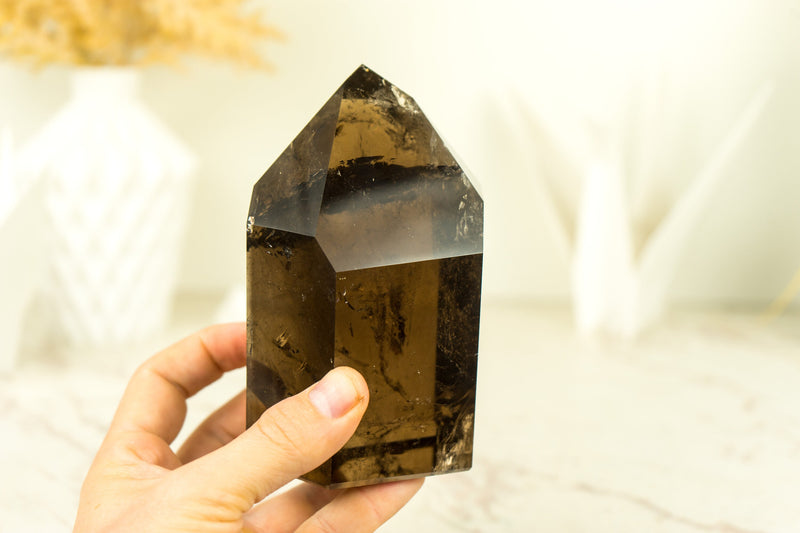 Natural High-Grade Smoky Quartz Obelisk Generator with Citrinated Smoky Color, Natural & Ethical