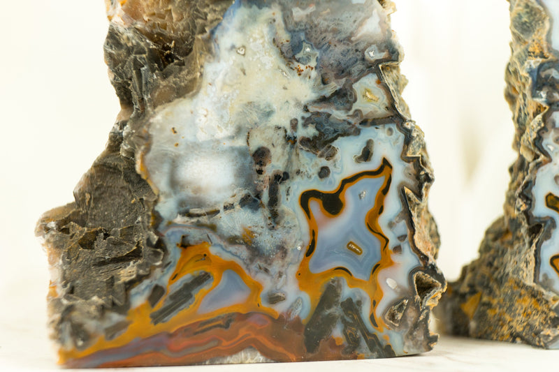 Rare Natural Crazy Lace Agate Geode with Colorful Laces and Galaxy Druzy, Soledade Agate