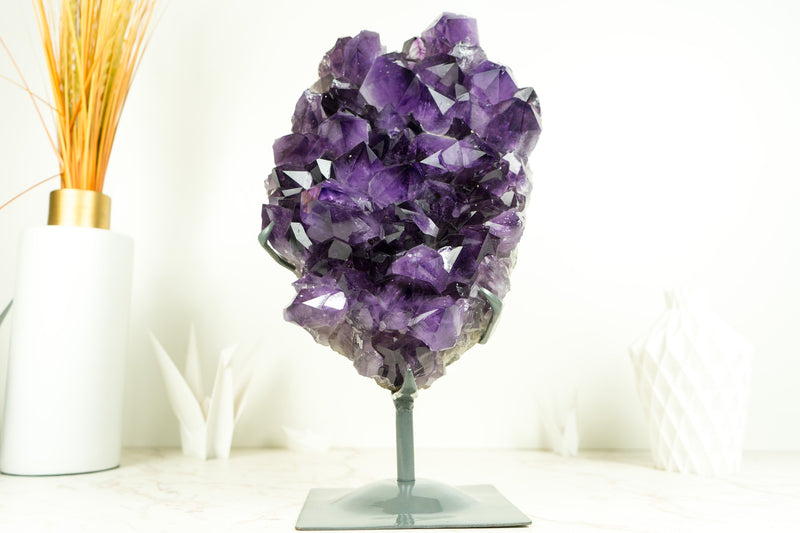 Large Amethyst Geode Cluster with AAA-Grade Rich Violet Purple Amethyst Druzy