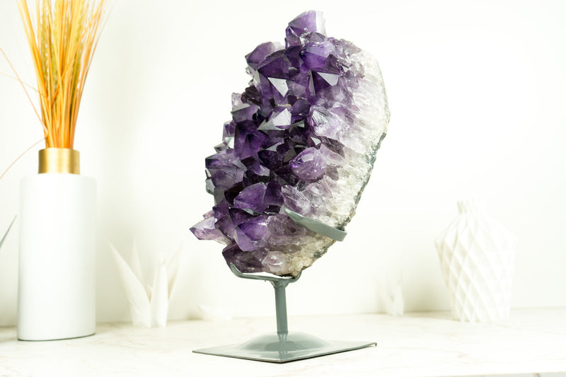 Large Amethyst Geode Cluster with AAA-Grade Rich Violet Purple Amethyst Druzy