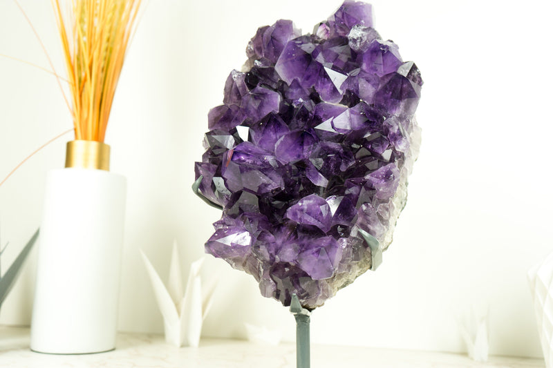 Large Amethyst Geode Cluster with AAA-Grade Rich Violet Purple Amethyst Druzy