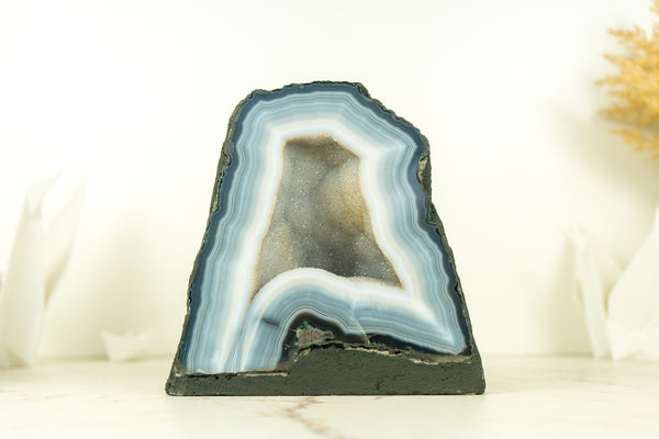 Small Blue Lace Agate Geode Cave with White Galaxy Druzy - 4.5 Kg - 9.8 lb
