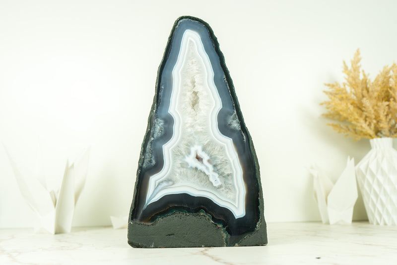 Rare Natural Blue Lace Agate Geode with Crystal Druzy and World-Class Agate Laces - 3.6 Kg - 7.9 lb