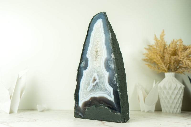 Rare Natural Blue Lace Agate Geode with Crystal Druzy and World-Class Agate Laces - 9.0 Kg - 19.8 lb