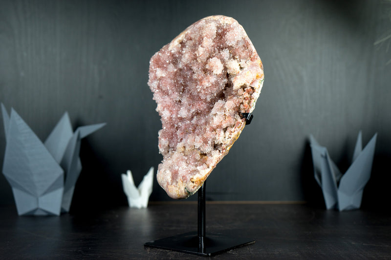 Pink Amethyst Geode Cluster with Shiny Red, Pink and White Amethyst Druzy