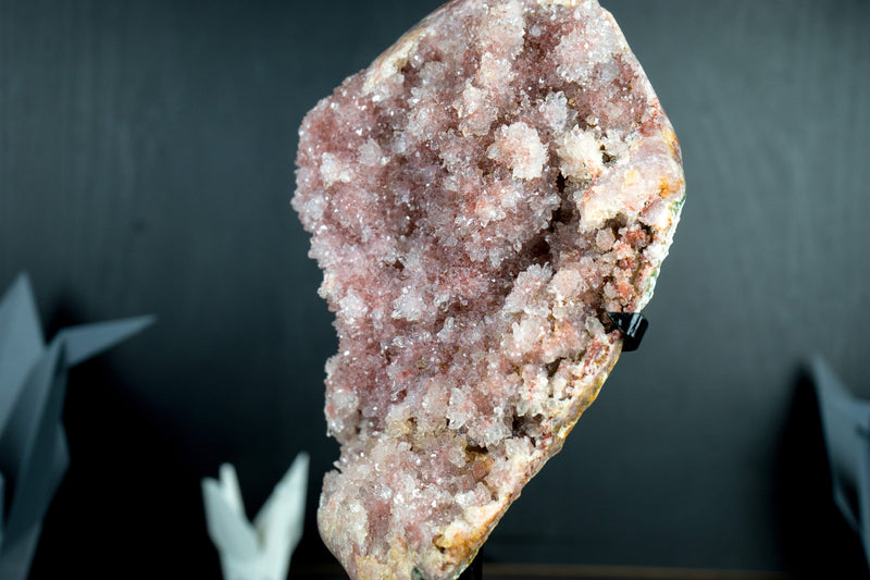 Pink Amethyst Geode Cluster with Shiny Red, Pink and White Amethyst Druzy