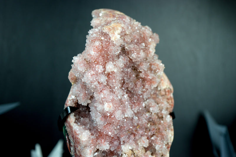 Pink Amethyst Geode Cluster with Shiny Red, Pink and White Amethyst Druzy