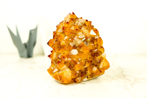 Citrine Flower Rosette Cluster with AAA Golden Orange Druzy