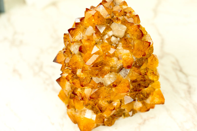 Citrine Flower Rosette Cluster with AAA Golden Orange Druzy