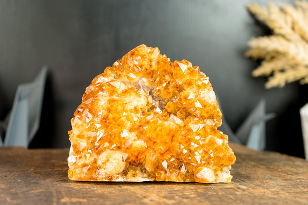 Premium Golden-Orange Citrine Flower Cluster with Sparkly Citrine Druzy, Med Size - 1.8 Kg - 3.9 lb - E2D Crystals & Minerals